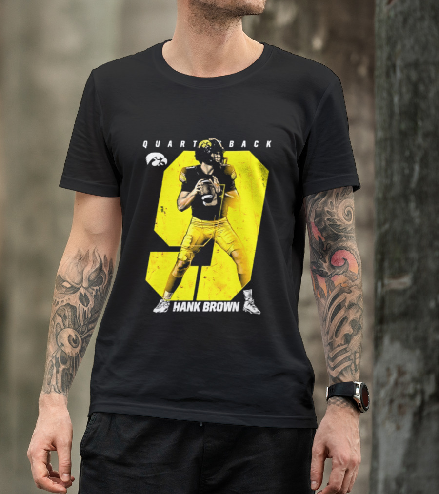 Hank Brown 9 Iowa Hawkeyes NCAA Football Quarterback Player Number T-Shirt