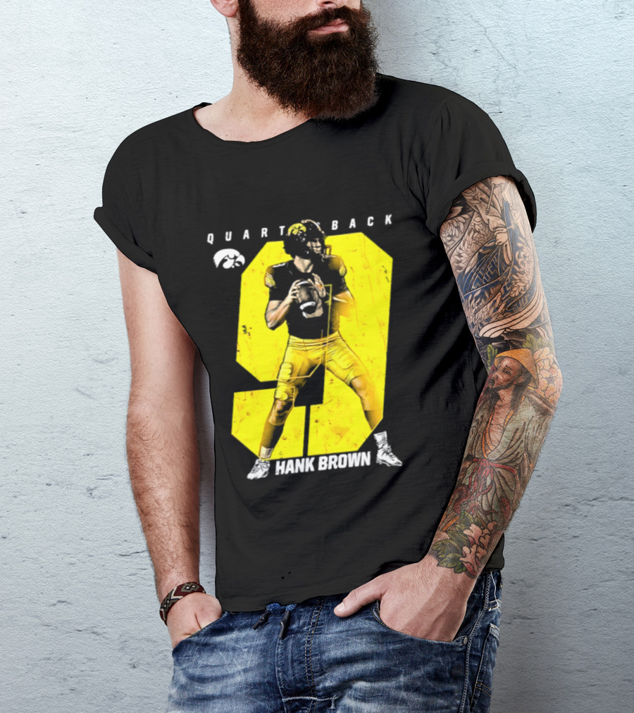 Hank Brown 9 Iowa Hawkeyes NCAA Football Quarterback Player Number T-Shirt