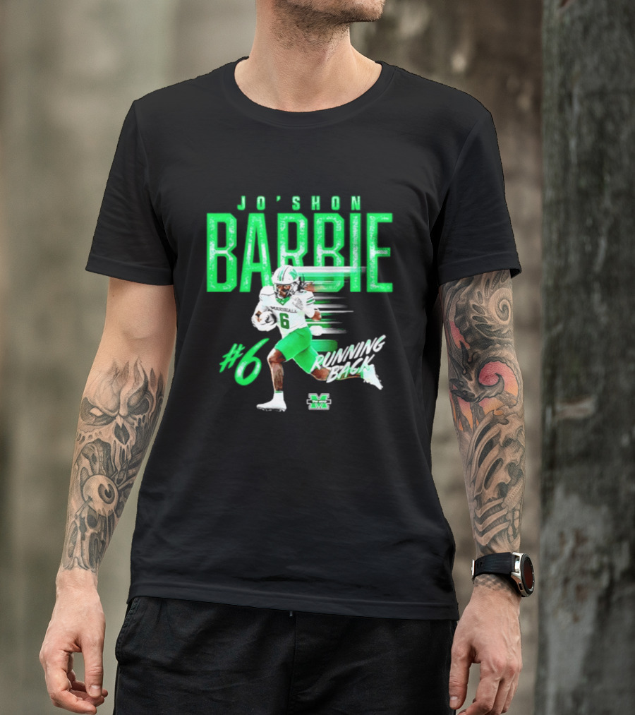 Jo'shon Barbie 6 Marshall Thundering Herd Running Back NCAA Football Player T-Shirt