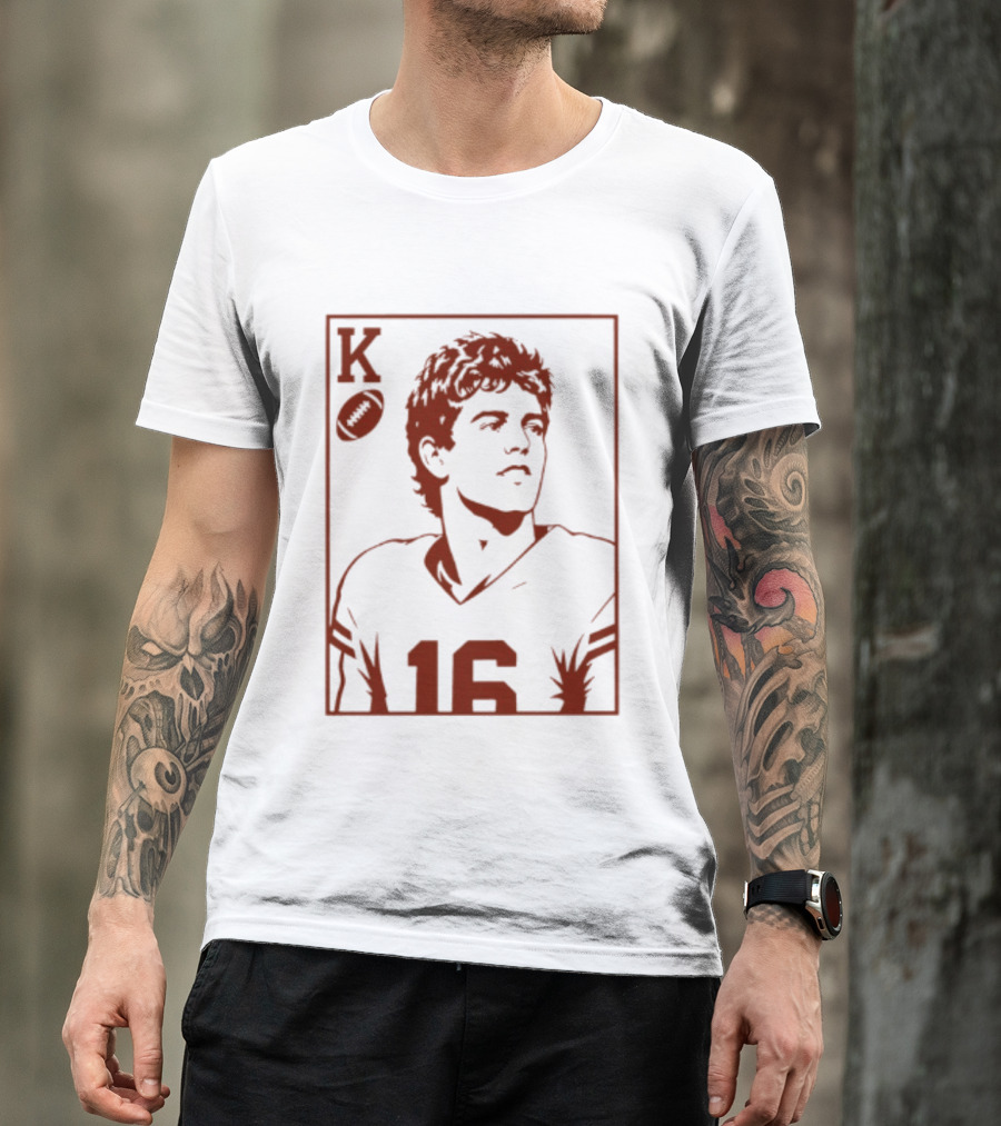 Arch Manning Texas Longhorns Quarterback King Of Hearts Playing Card 16 T-Shirt