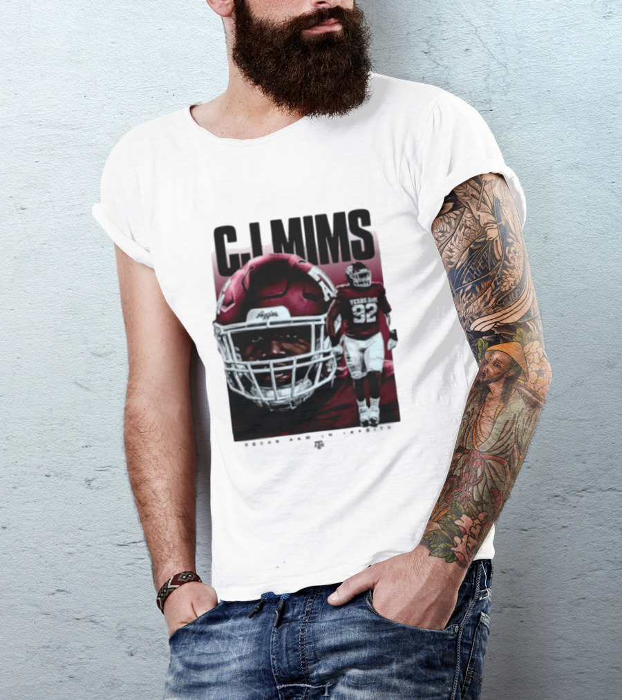 CJ Mims 92 Texas A&M Football NCAA Player T-Shirt