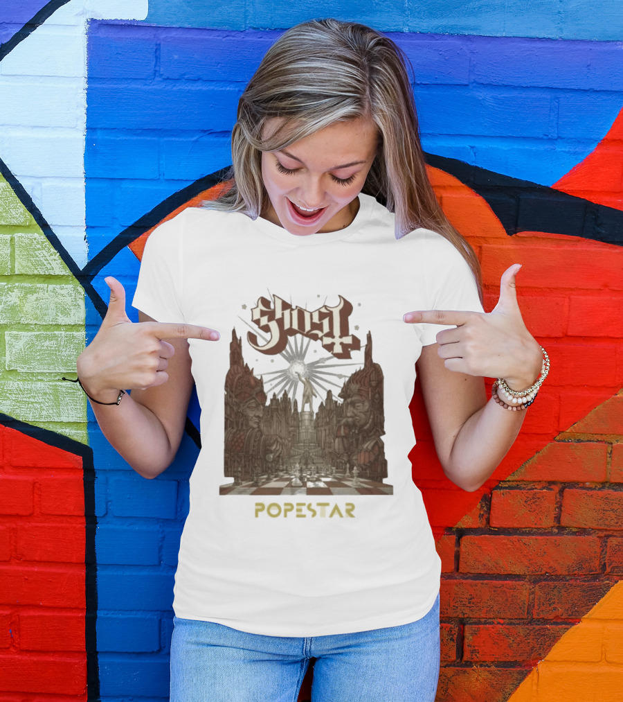 Ghost Popestar Chessboard Cathedral Gothic T-Shirt