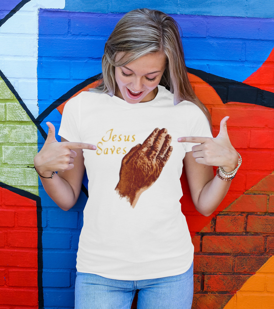 Jesus Saves Praying Hands Religious Faith Christian T-Shirt