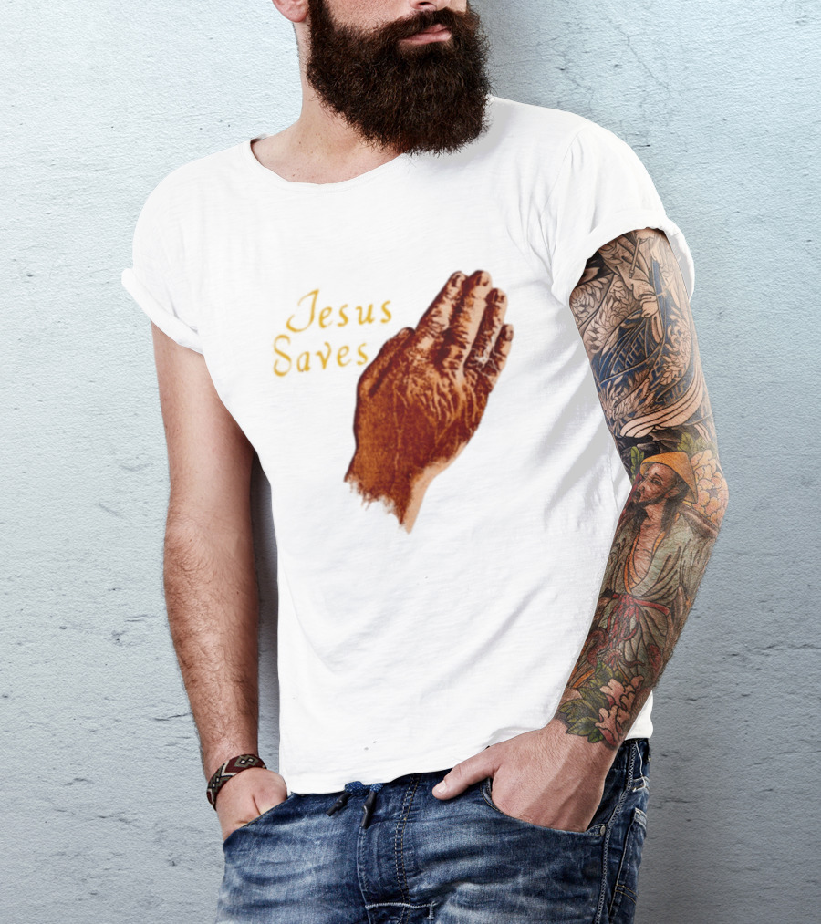 Jesus Saves Praying Hands Religious Faith Christian T-Shirt