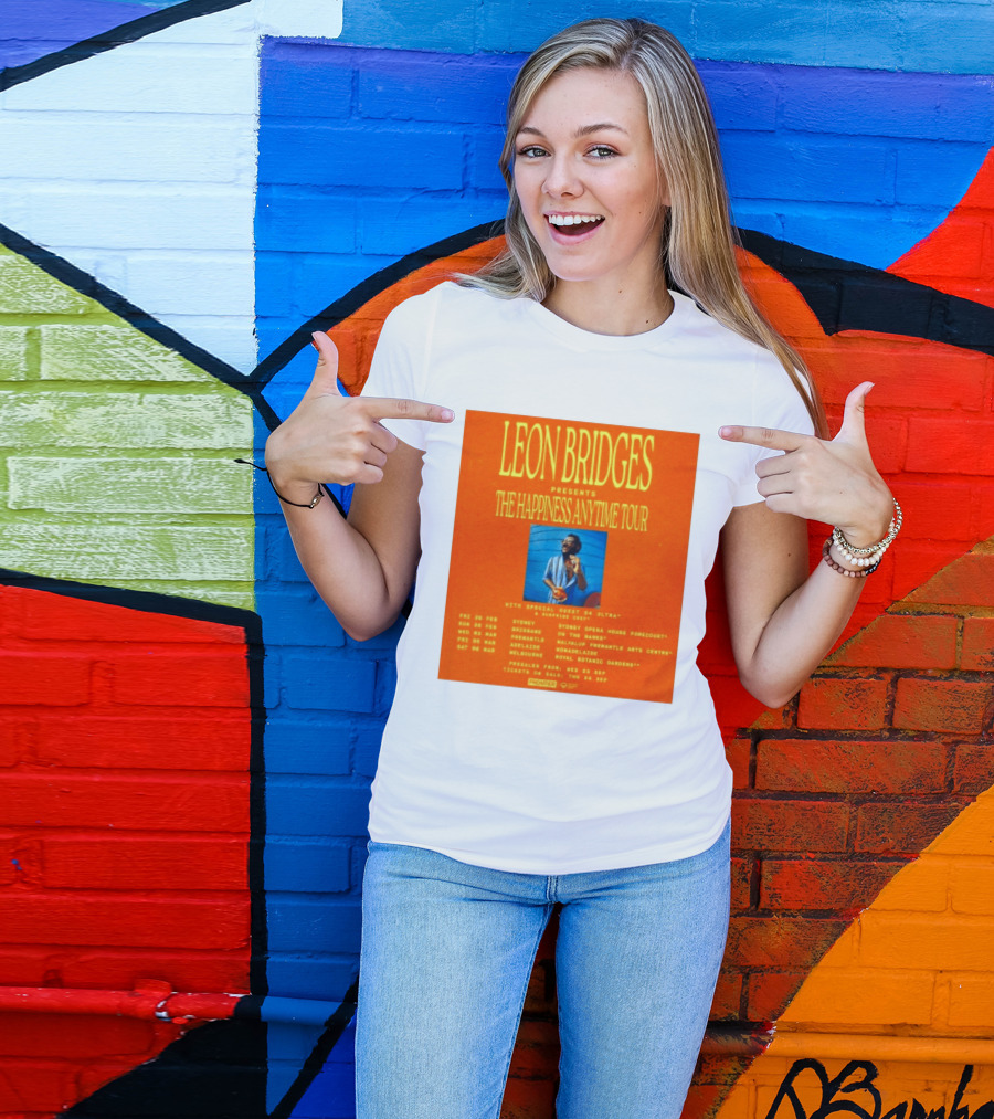Leon Bridges Presents The Happiness Anytime Tour 2026 With Special Guests Australia Dates T-Shirt