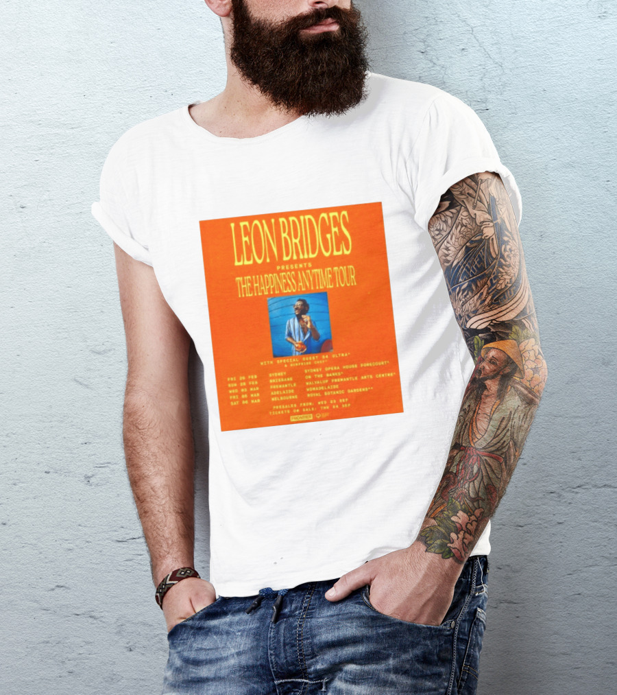 Leon Bridges Presents The Happiness Anytime Tour 2026 With Special Guests Australia Dates T-Shirt