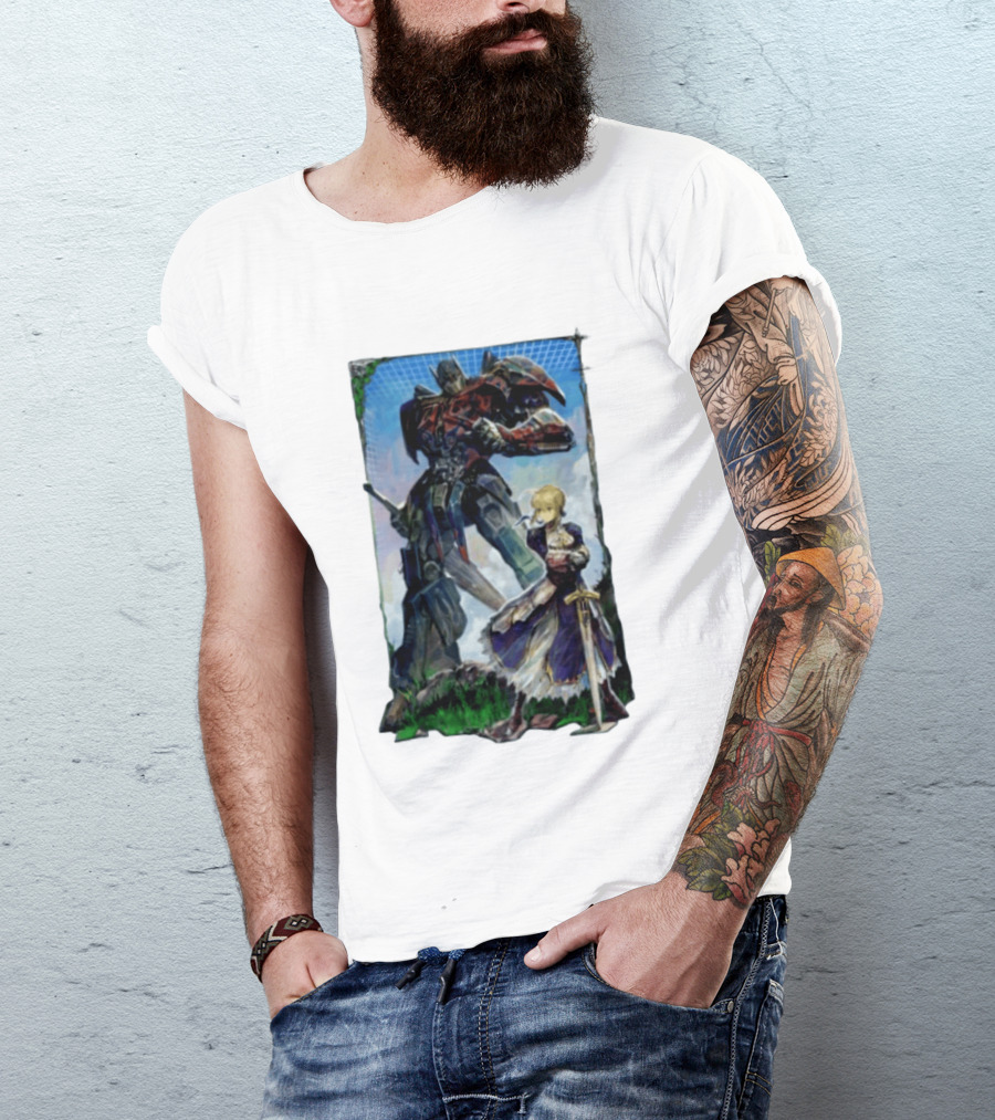 Optimus Prime Transformers With Saber Fate Stay Night Anime T-Shirt