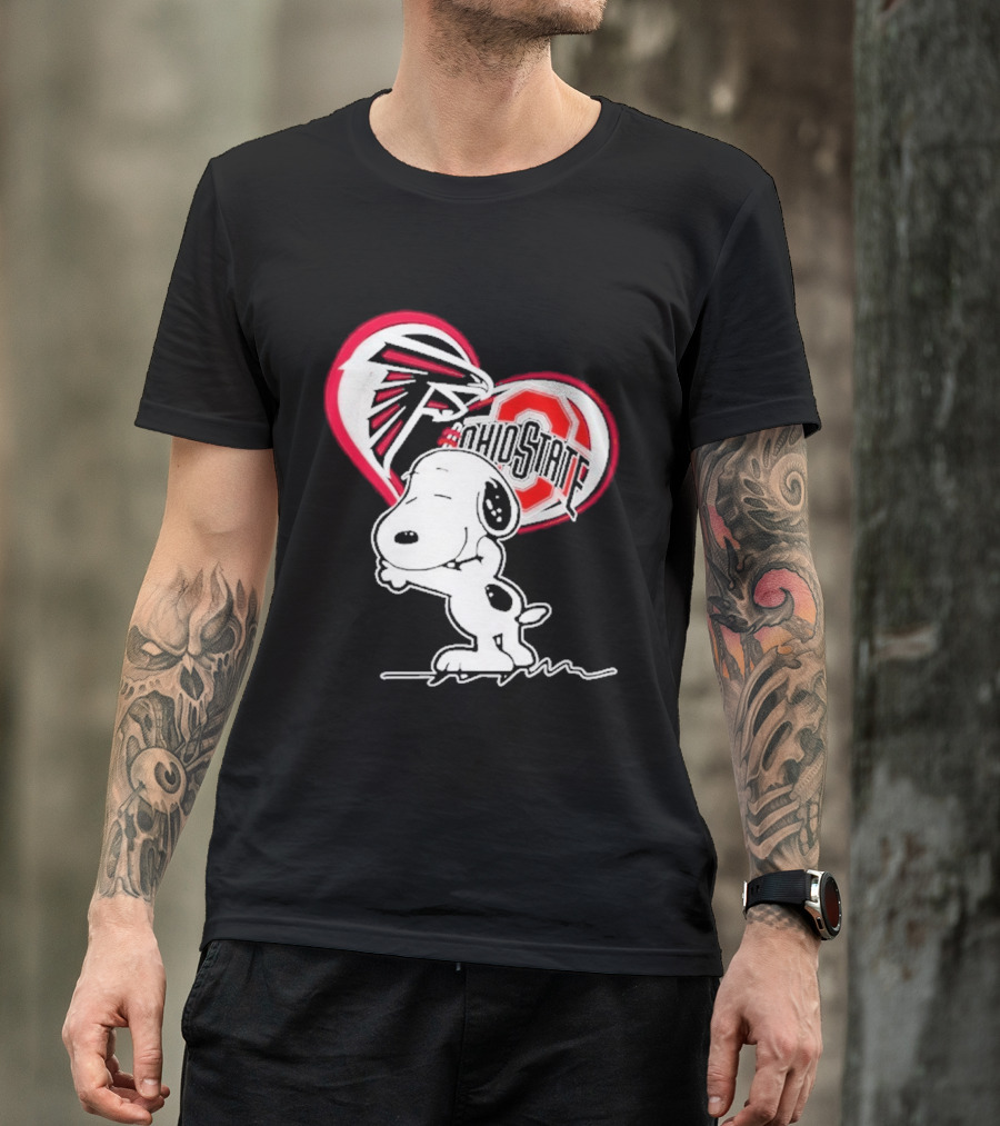 Atlanta Falcons Ohio State Buckeyes Snoopy Peanuts Heart T-Shirt