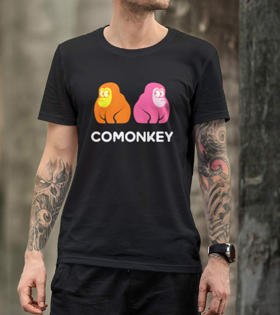 Comonkey Orange Pink Gorilla Ape Minimalist T-Shirt