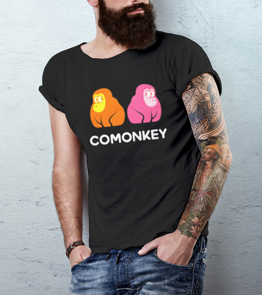 Comonkey Orange Pink Gorilla Ape Minimalist T-Shirt