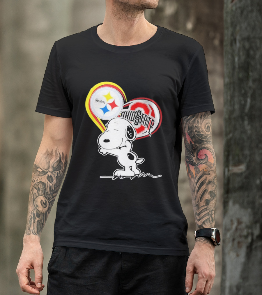 Pittsburgh Steelers Ohio State Buckeyes Snoopy Peanuts Heart T-Shirt