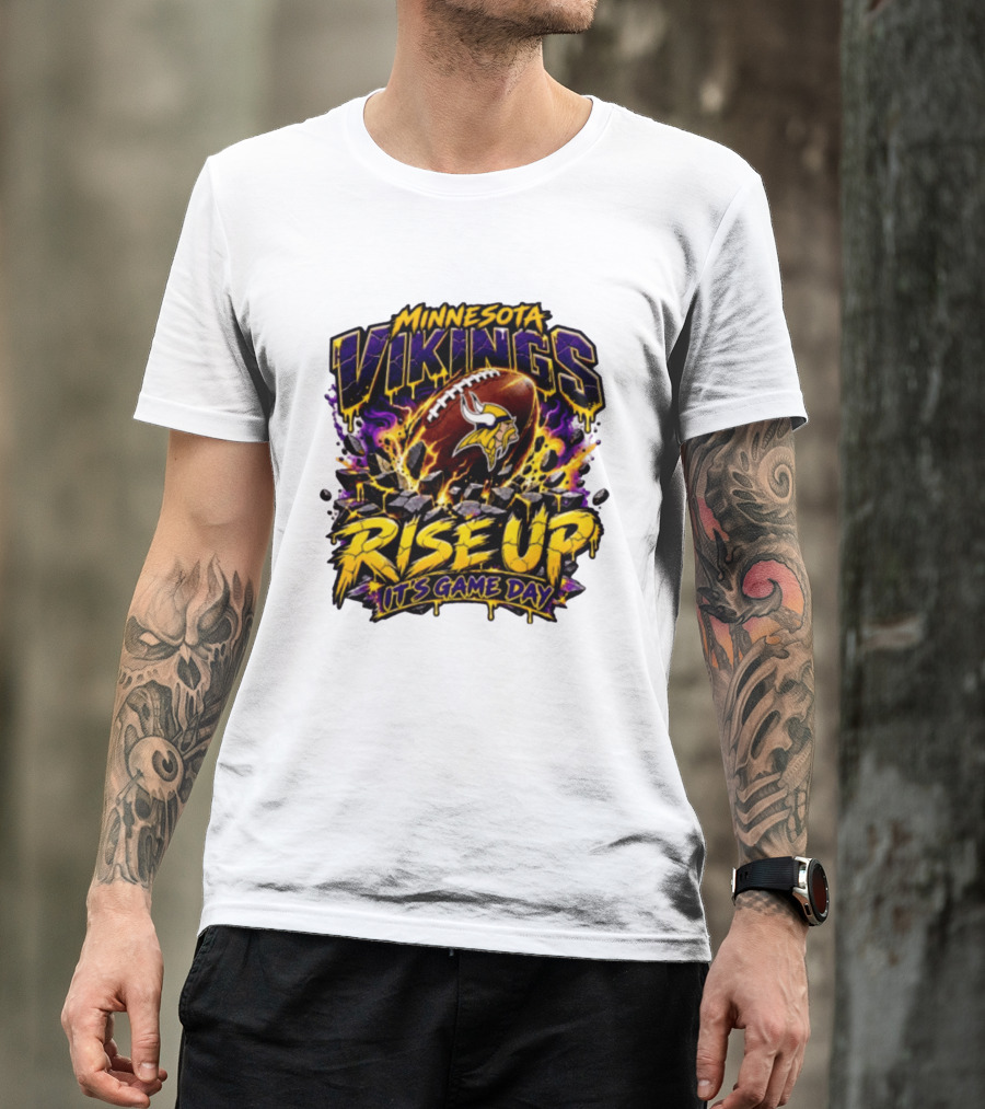 Minnesota Vikings Rise Up It's Game Day Football Vivid Color Explosion T-Shirt