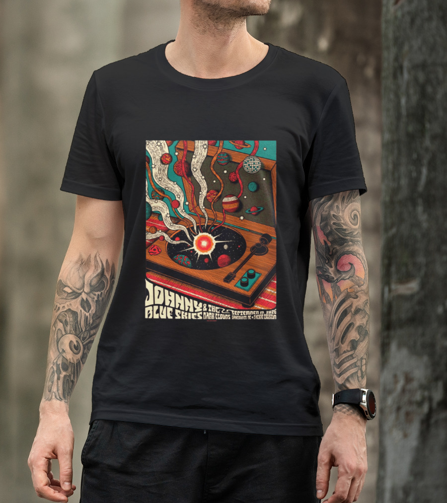 Johnny Blue Skies And The Dark Clouds Vancouver BC 2026 Event Live At Pacific Coliseum September 19 Vinyl Record Planets T-Shirt