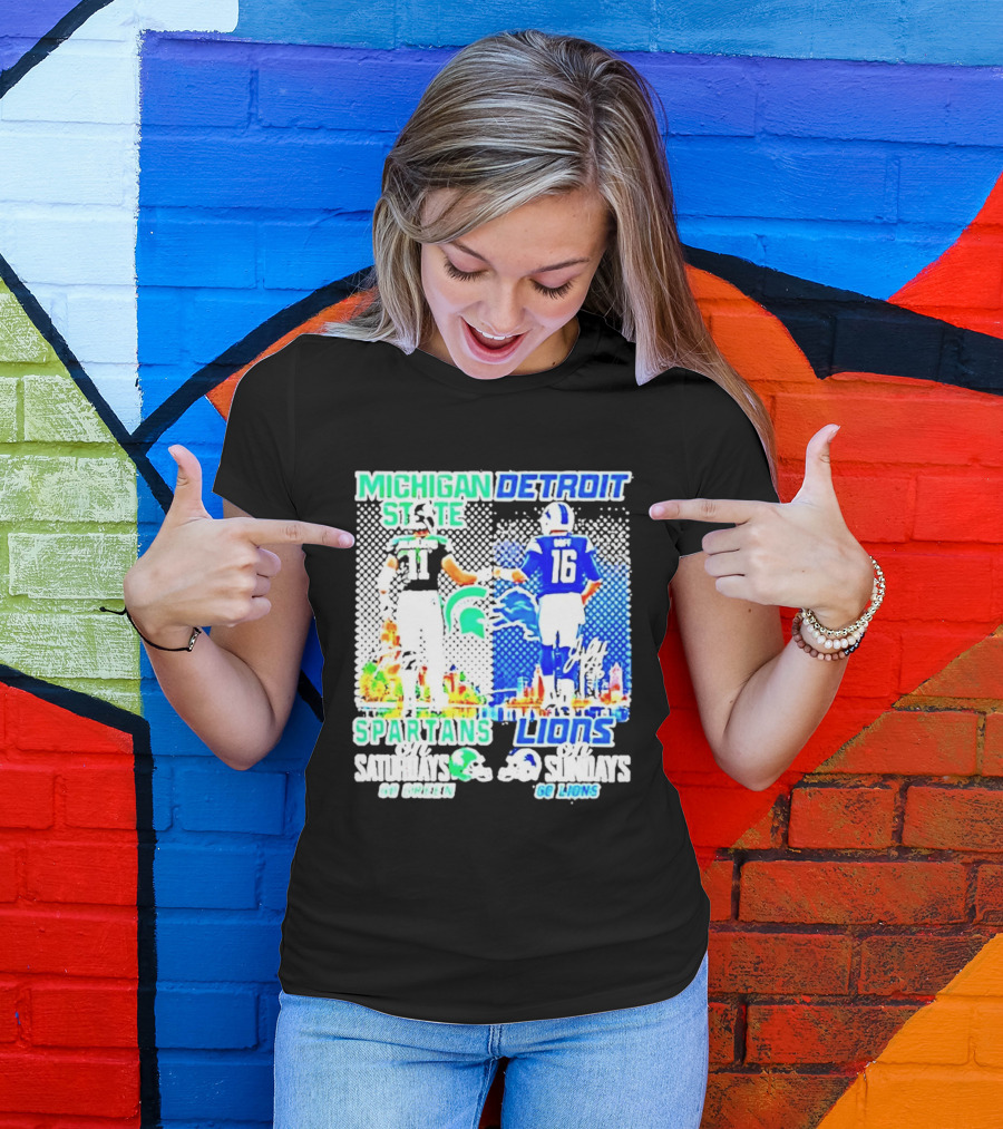 Michigan State Spartans Vs Detroit Lions Go Green Go Lions Football Showdown T-Shirt