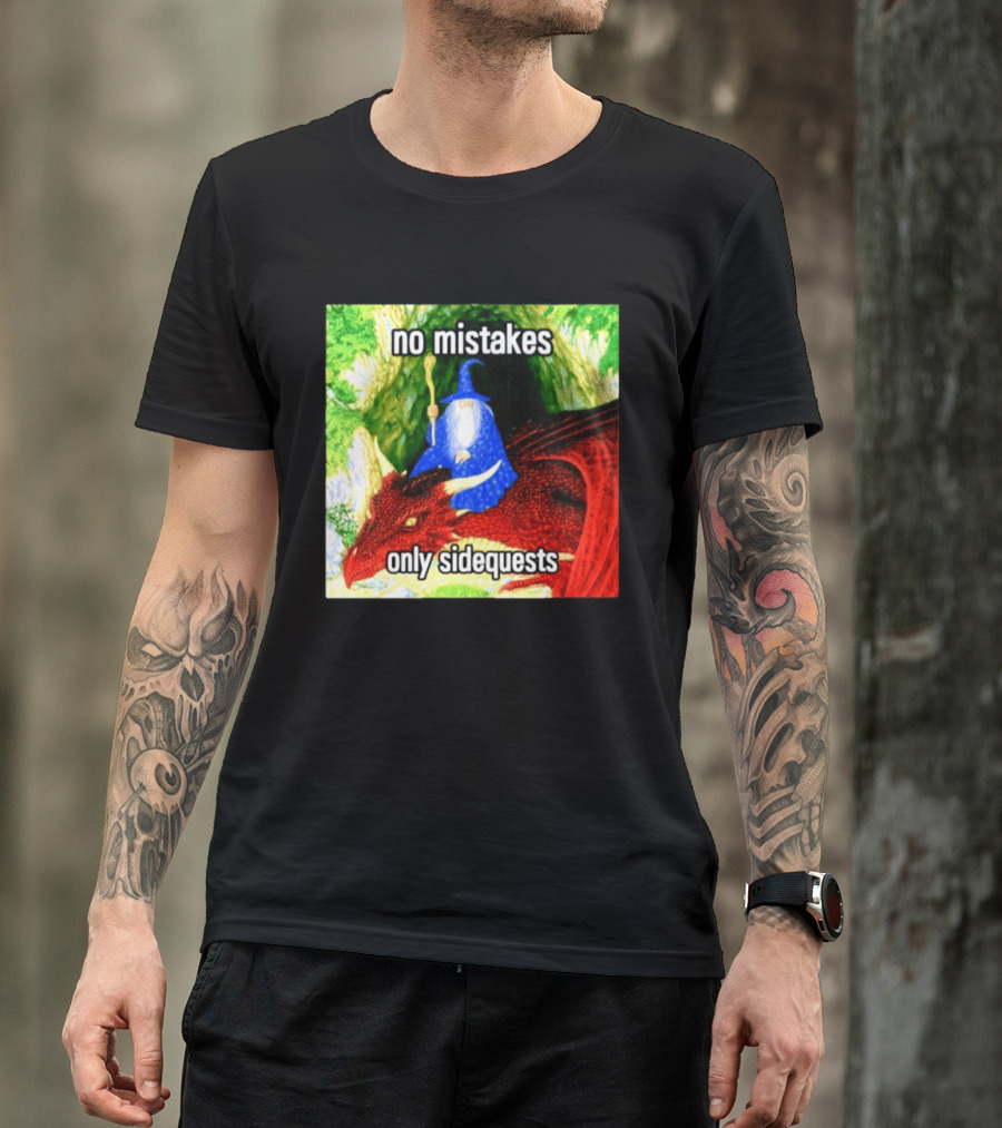 No Mistakes Only Side Quests Wizard And Dragon T-Shirt