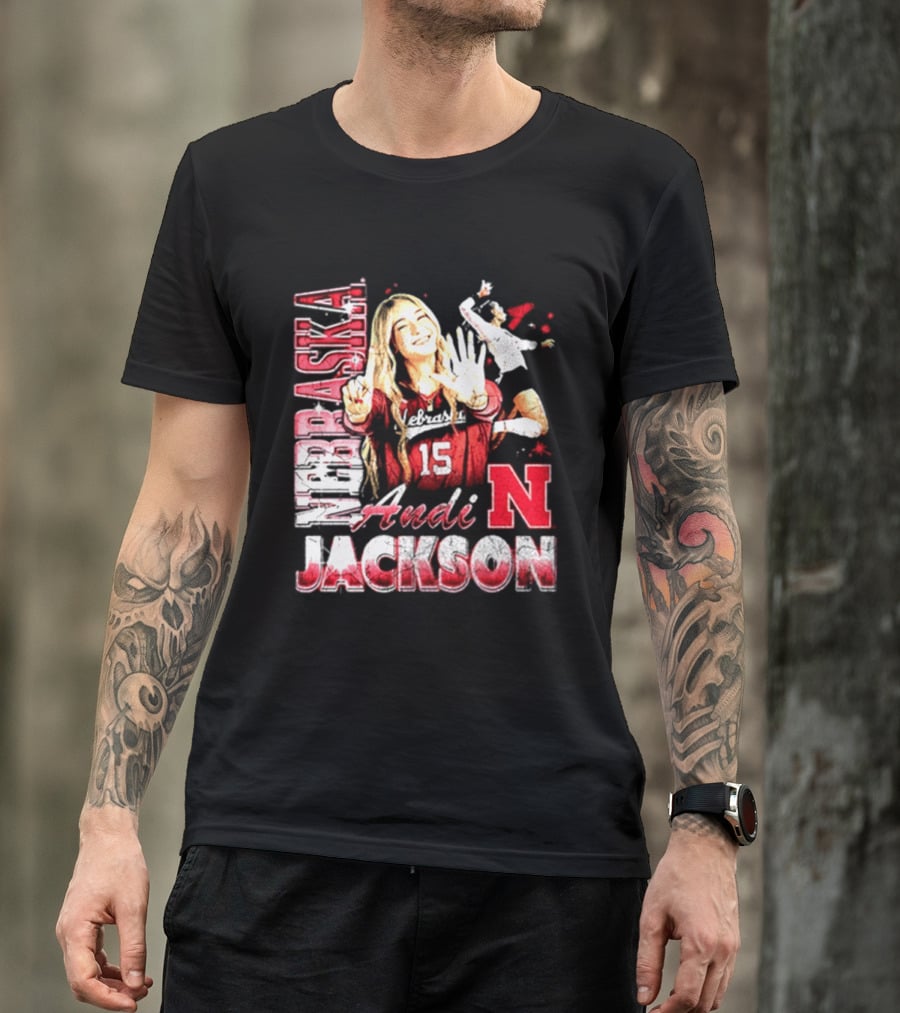 Andi Jackson 15 Nebraska Cornhuskers Collage T-Shirt