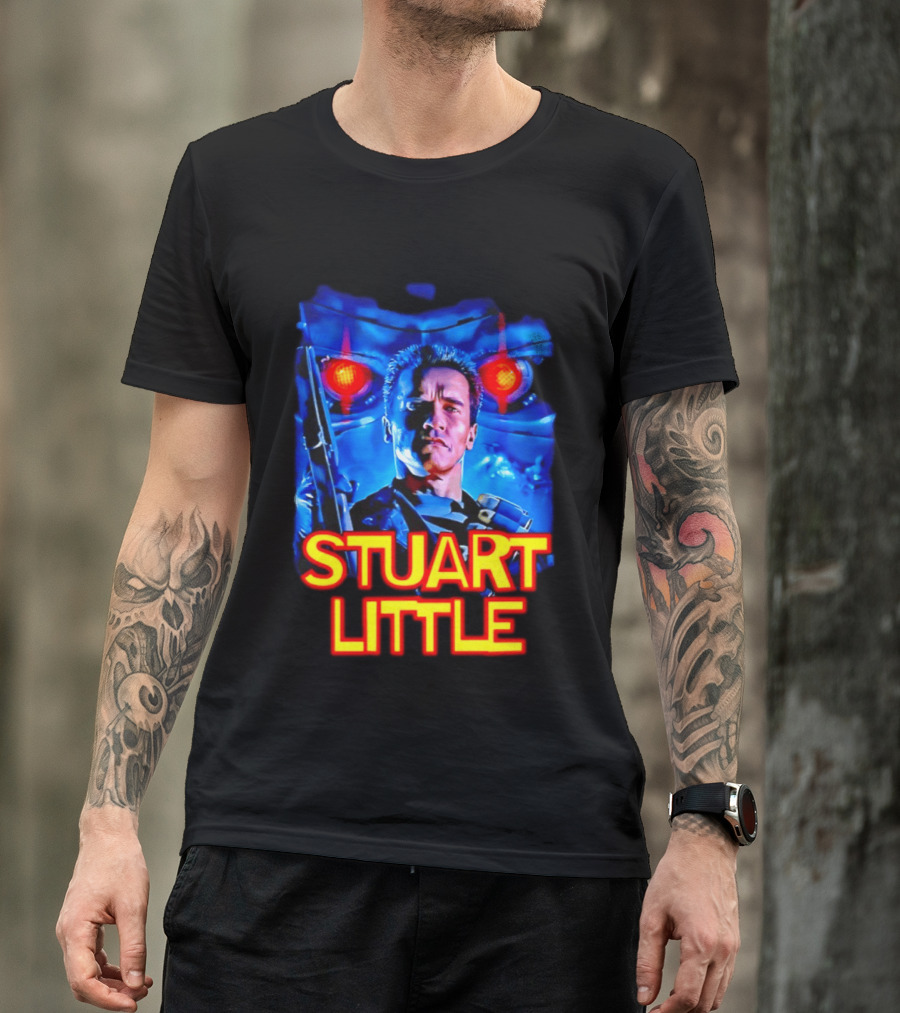 Stuart Little Arnold Schwarzenegger Parody Skynet Cyborg Fusion T-Shirt
