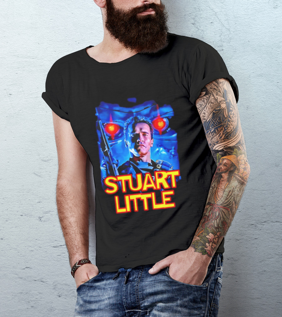 Stuart Little Arnold Schwarzenegger Parody Skynet Cyborg Fusion T-Shirt