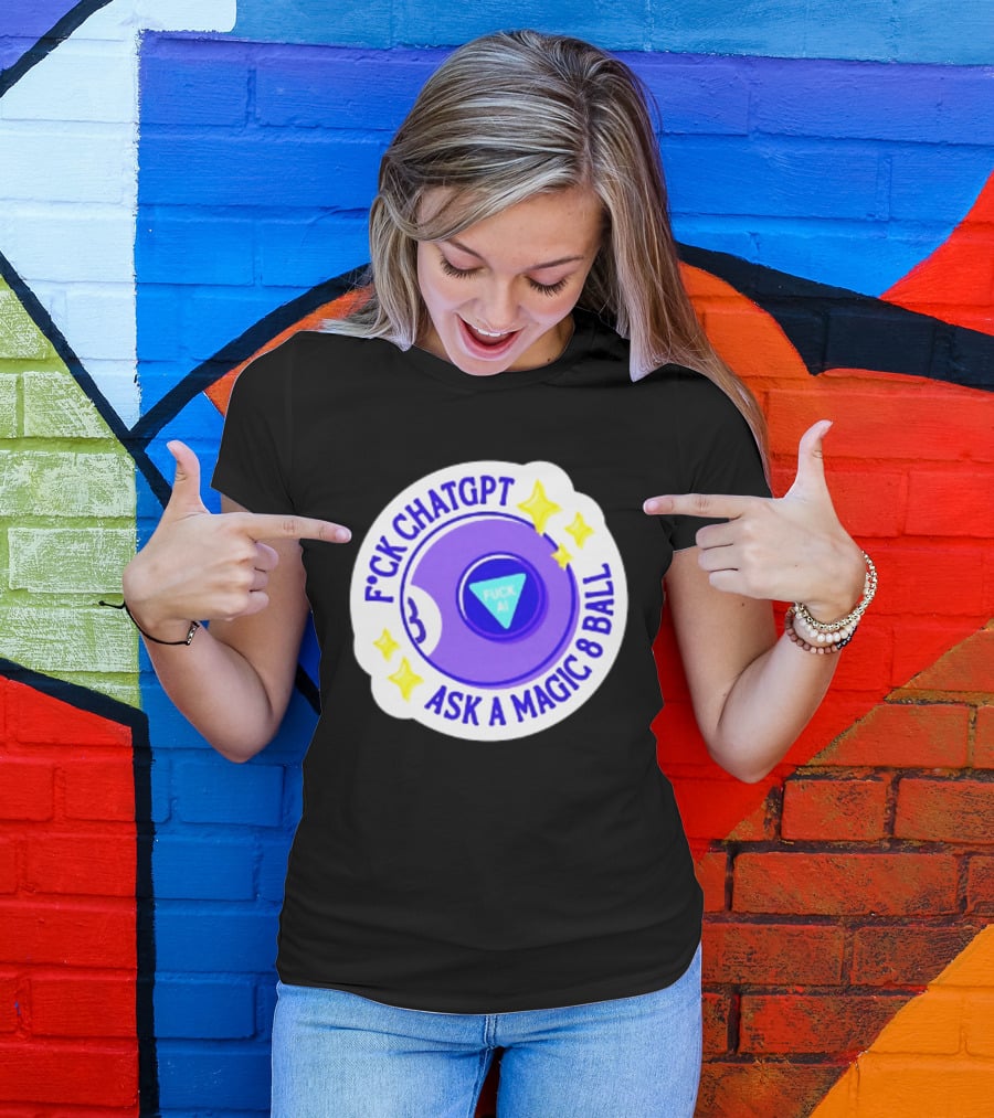 F*ck ChatGPT Ask A Magic 8 Ball F*ck AI Purple With Stars T-Shirt