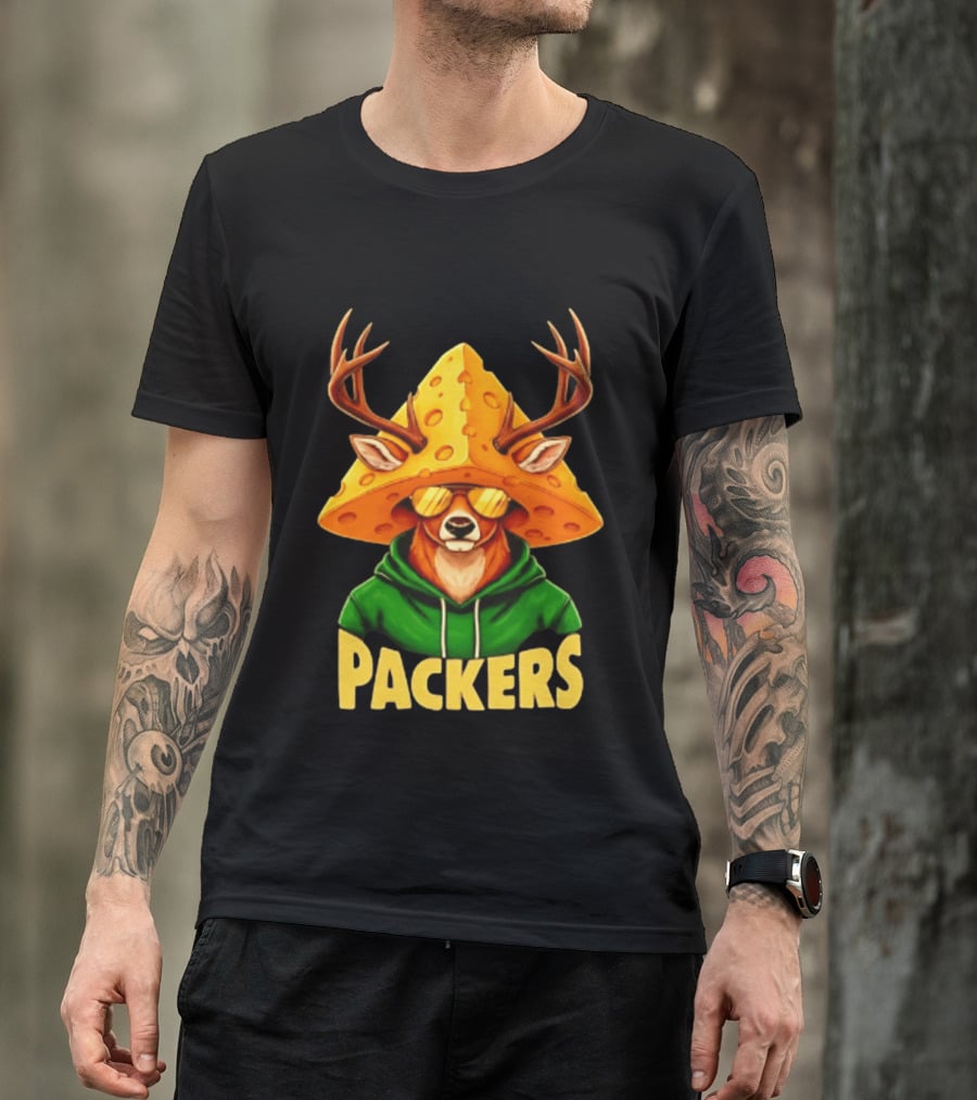Cheesehead Deer Packers Fan Gear Green Bay Football T-Shirt