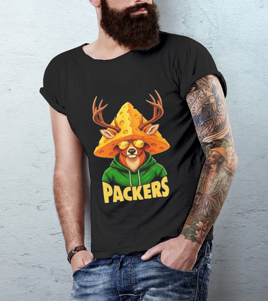 Cheesehead Deer Packers Fan Gear Green Bay Football T-Shirt