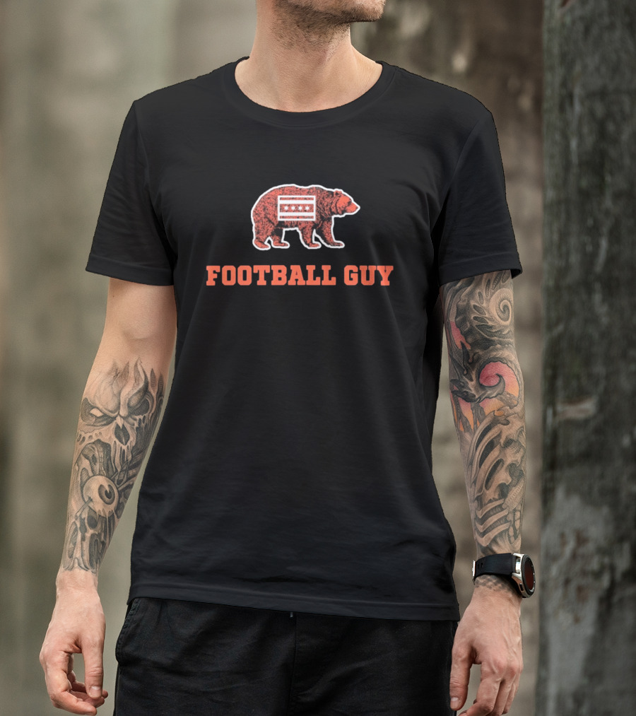 Chicago Bears Football Guy With Chicago Flag And Bear T-Shirt