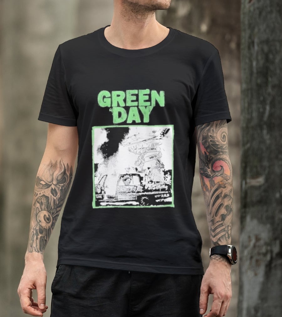 Green Day Riot Trio Vintage Sketch T-Shirt