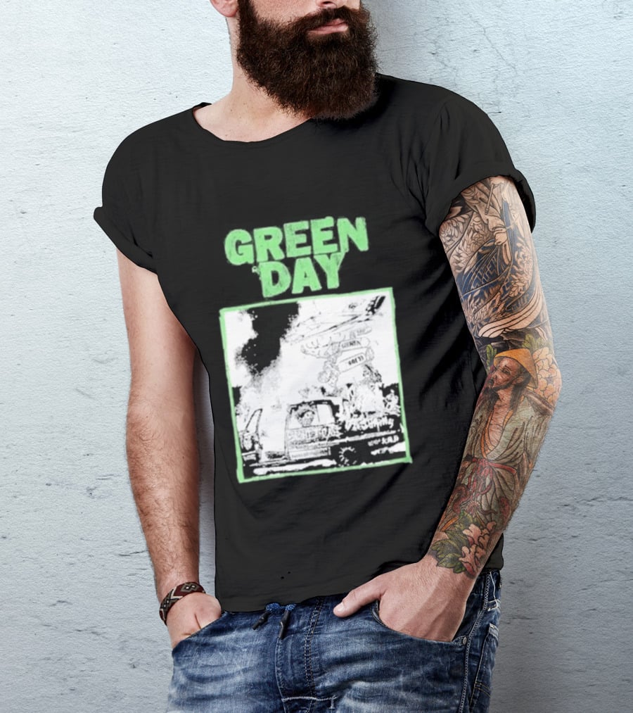 Green Day Riot Trio Vintage Sketch T-Shirt