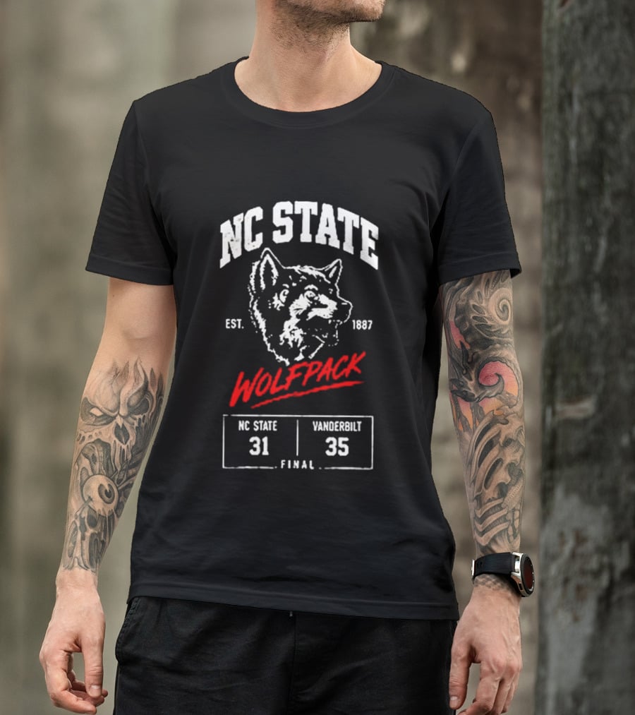NC State Wolfpack Football Est 1887 Final Score 31 35 Vanderbilt T-Shirt
