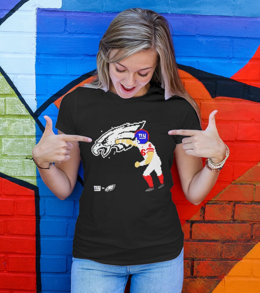 New York Giants Jaxson Dart Vs Philadelphia Eagles Retro Pixel T-Shirt