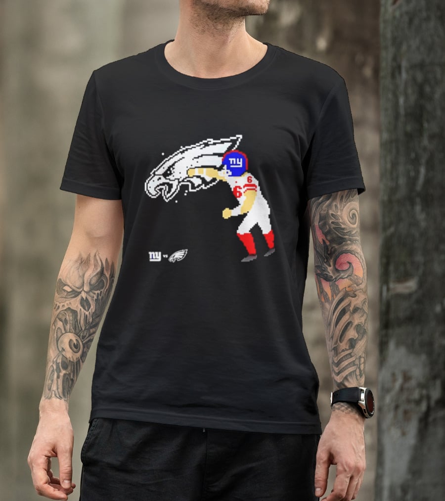 New York Giants Jaxson Dart Vs Philadelphia Eagles Retro Pixel T-Shirt