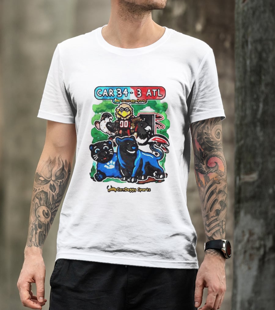 CAR 34 3 ATL CornDoggy Sports Panthers Falcons Cartoon Game Day T-Shirt