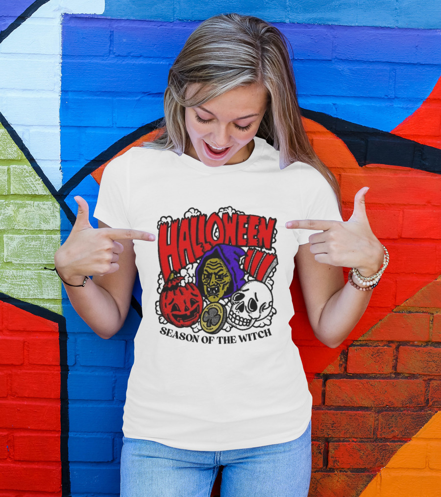 Halloween Season Of The Witch Pumpkin Skull T-Shirt