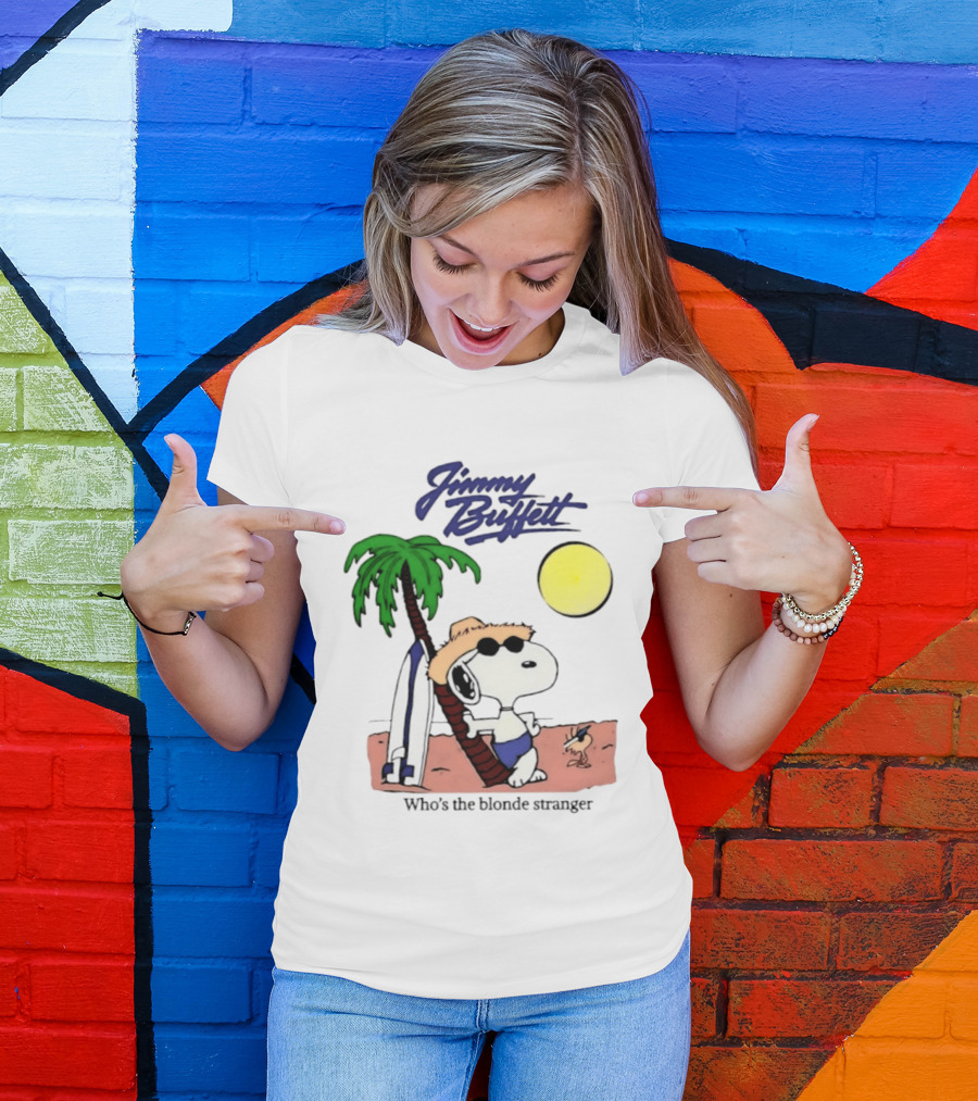 Jimmy Buffett Snoopy Who's The Blonde Stranger Surfing Palm Beach Moon T-Shirt