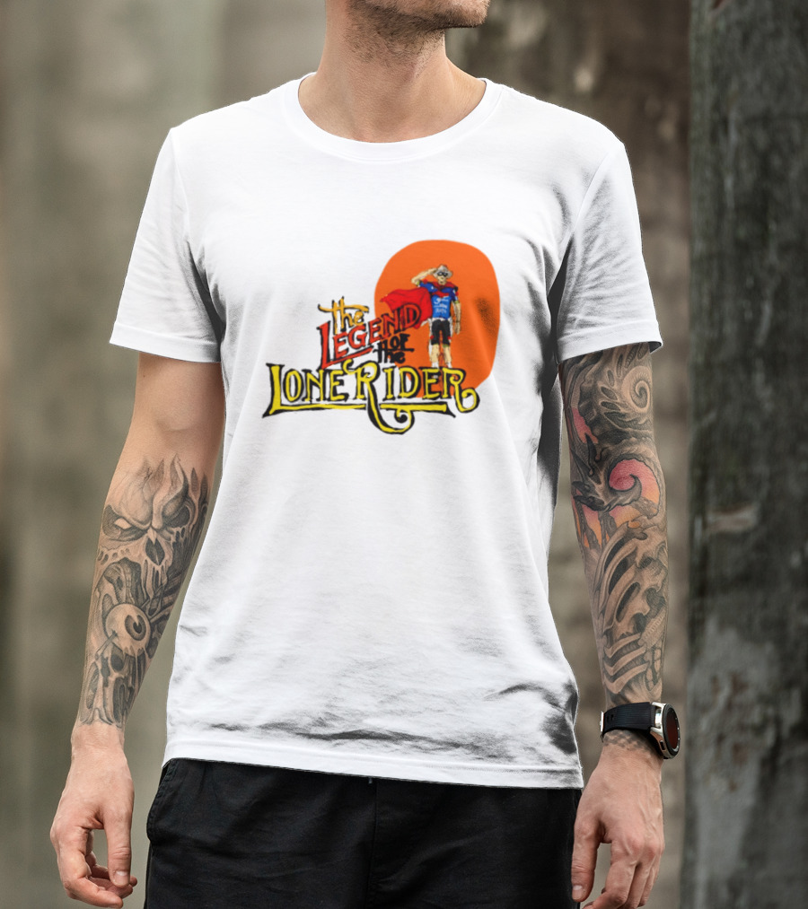Legend Of The Lone Rider Cyclist Red Cape Blue Outfit T-Shirt