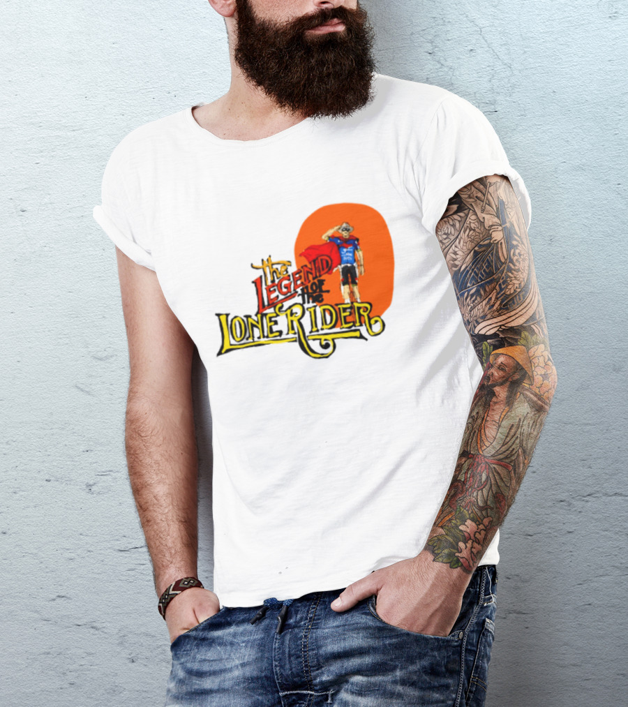 Legend Of The Lone Rider Cyclist Red Cape Blue Outfit T-Shirt