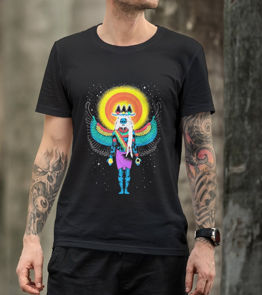 Major Lazer Swizz Beatz Psychedelic Ancient Egyptian Winged Sunburst Deity T-Shirt