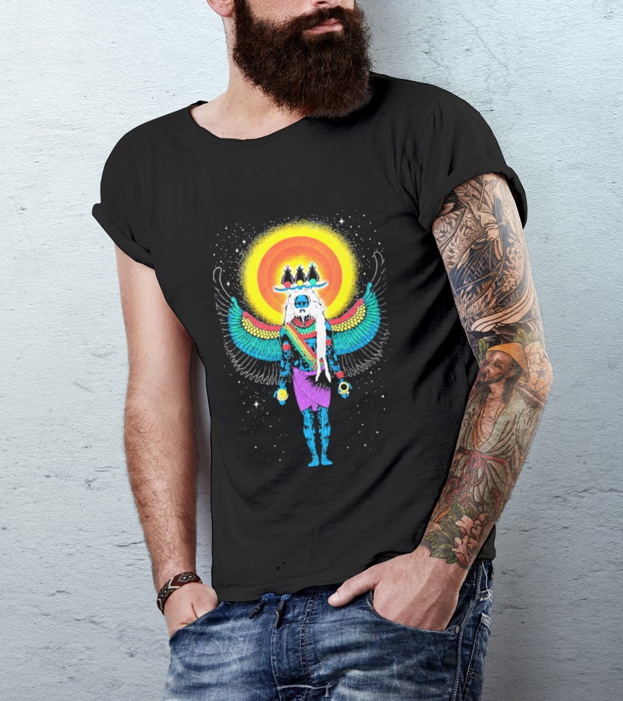 Major Lazer Swizz Beatz Psychedelic Ancient Egyptian Winged Sunburst Deity T-Shirt