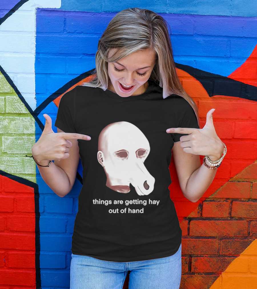 Things Are Getting Hay Out Of Hand Horse Head T-Shirt