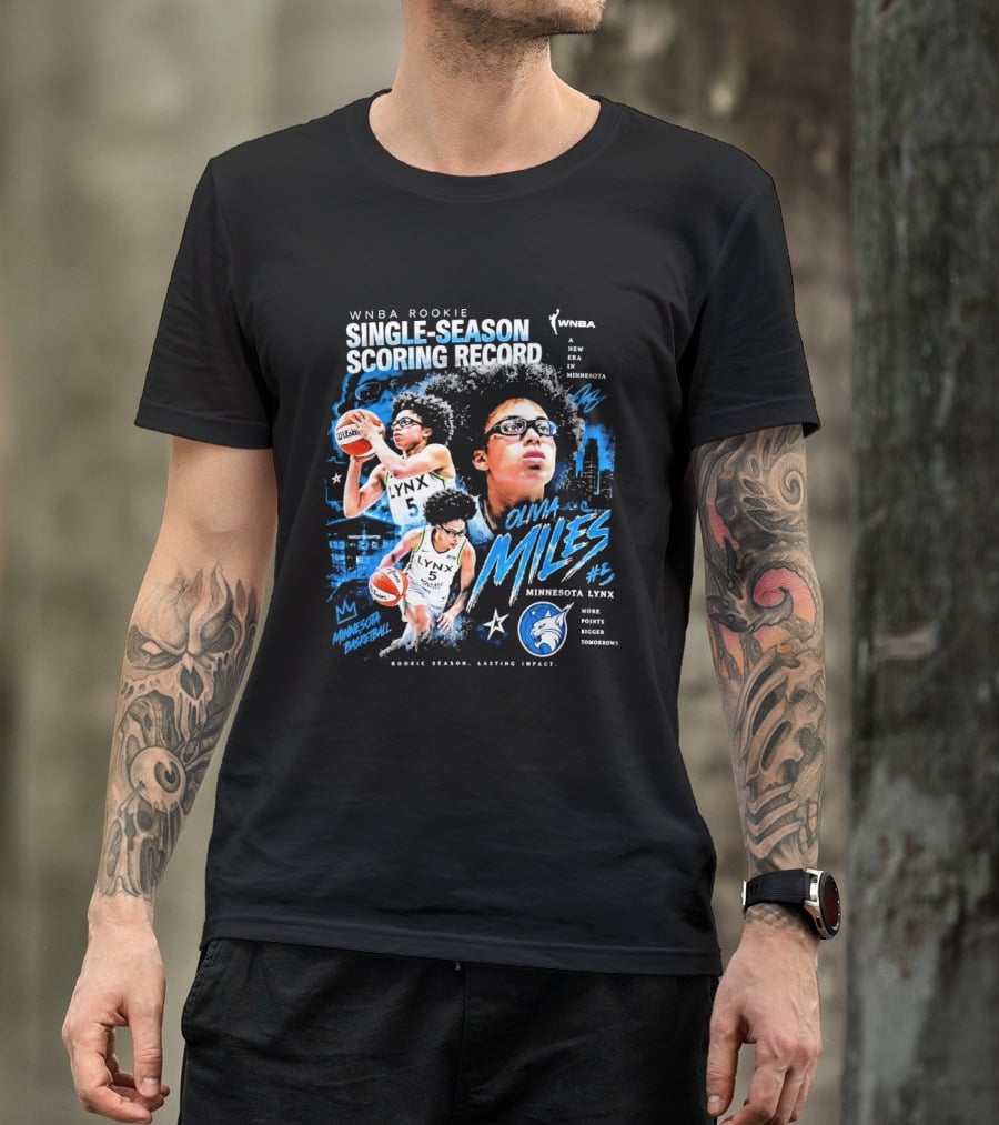 WNBA Rookie Olivia Miles Minnesota Lynx Single Season Scoring Record Impact T-Shirt