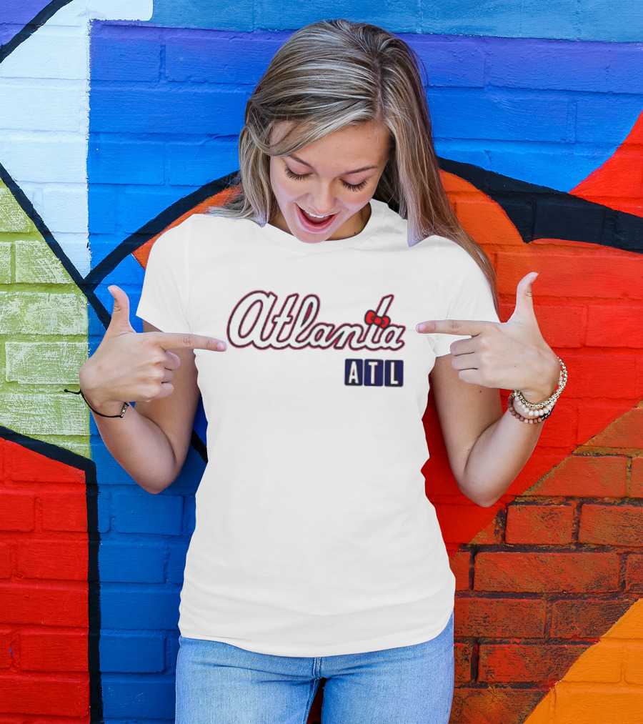 Atlanta Braves Hello Kitty ATL 2026 Baseball Cartoon Collaboration T-Shirt