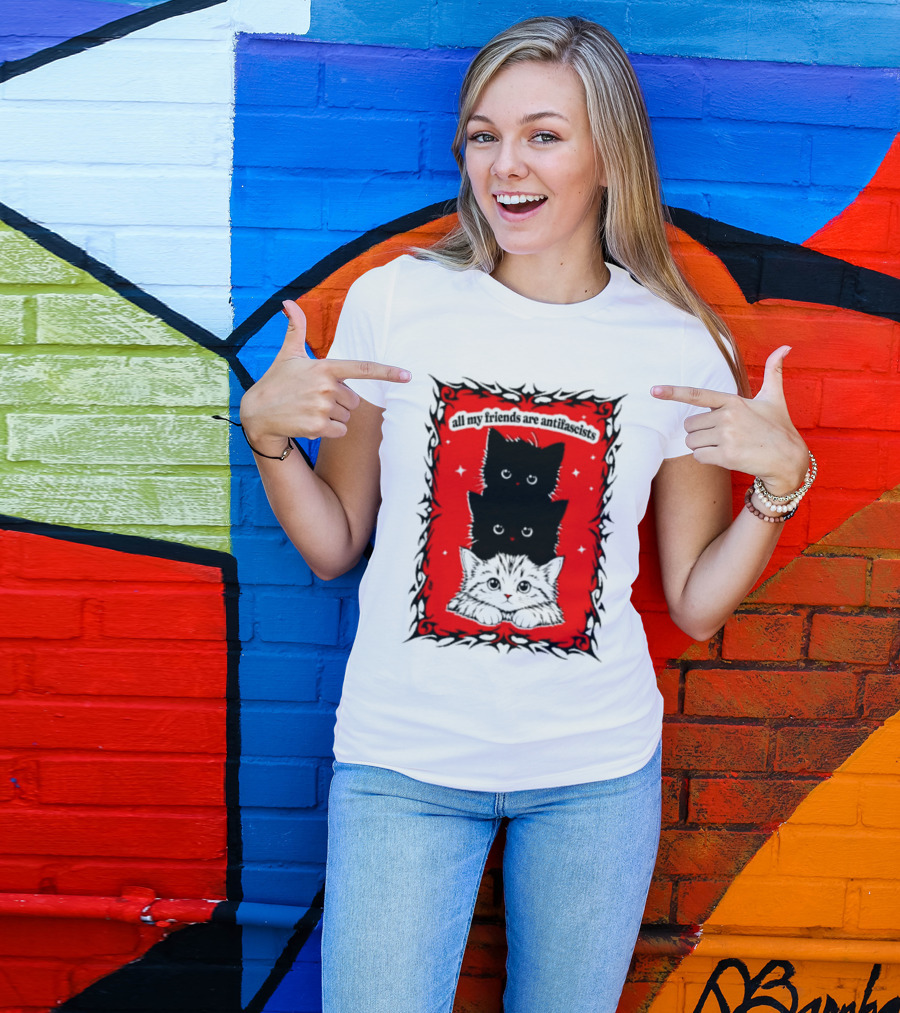 All My Friends Are Antifascist Kittens Cat T-Shirt