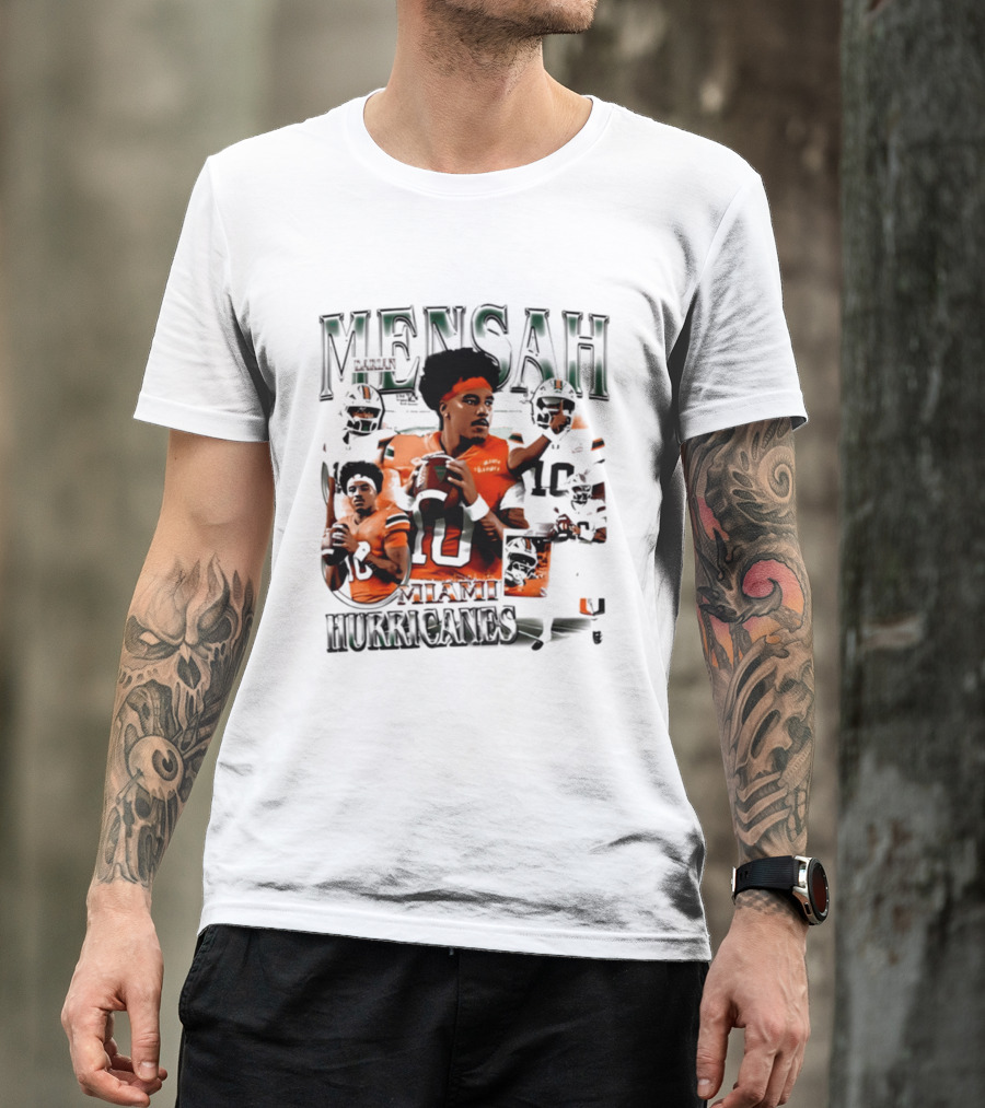 Darian Mensah Miami Hurricanes 10 Football Player Collage T-Shirt