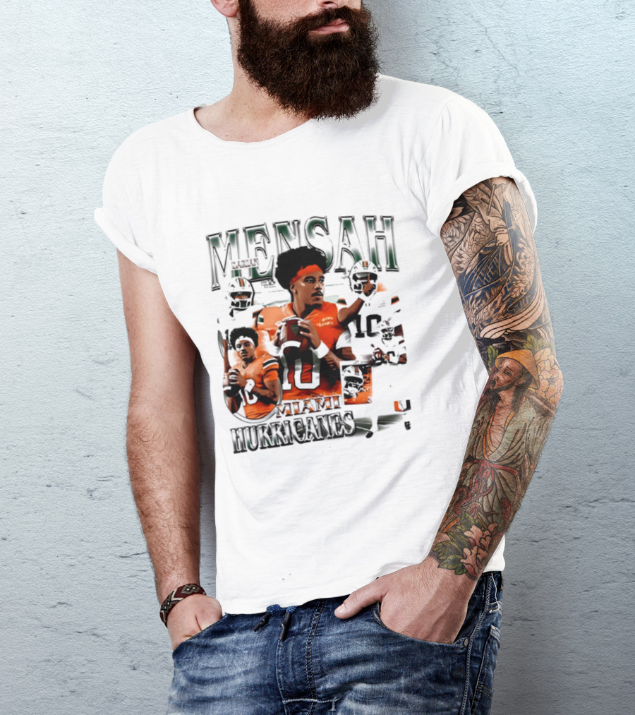 Darian Mensah Miami Hurricanes 10 Football Player Collage T-Shirt