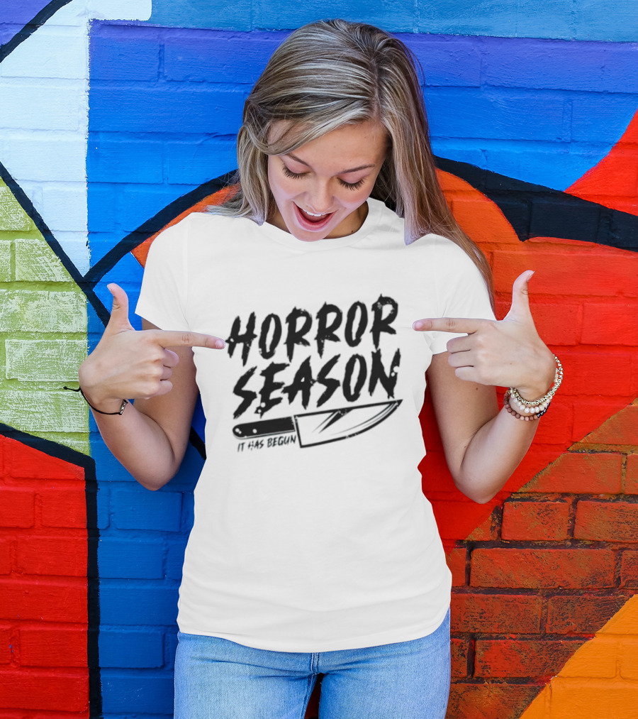 Horror Season It Has Begun Scary Halloween Knife T-Shirt