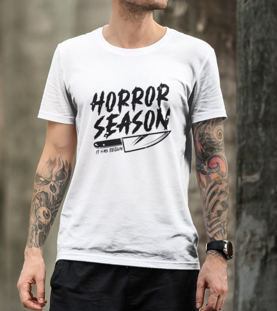 Horror Season It Has Begun Scary Halloween Knife T-Shirt