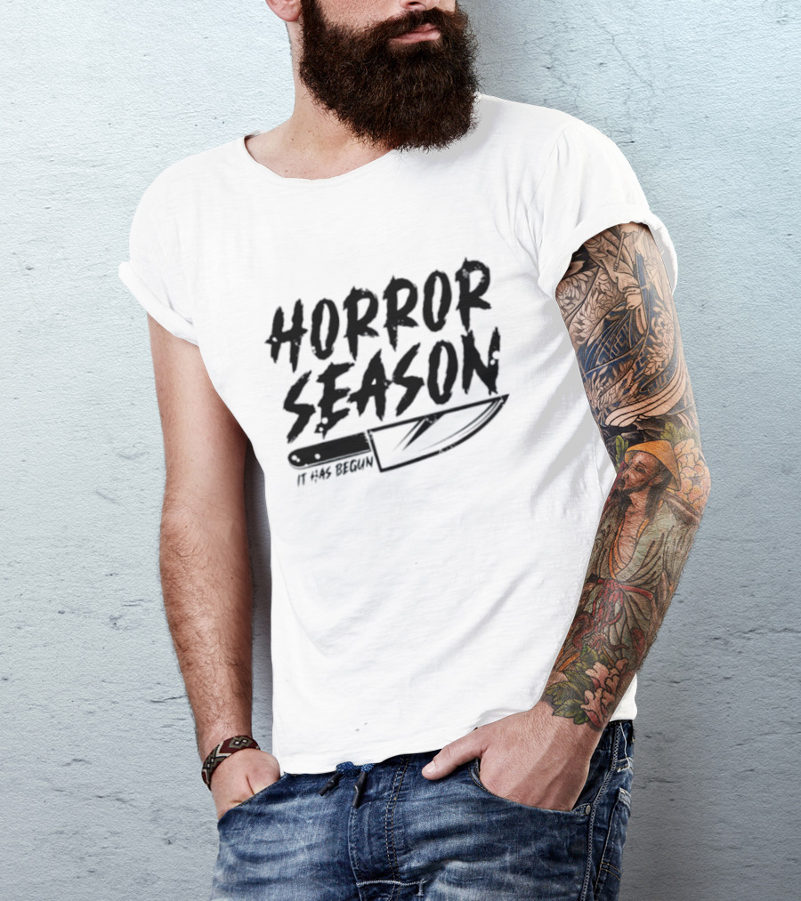 Horror Season It Has Begun Scary Halloween Knife T-Shirt