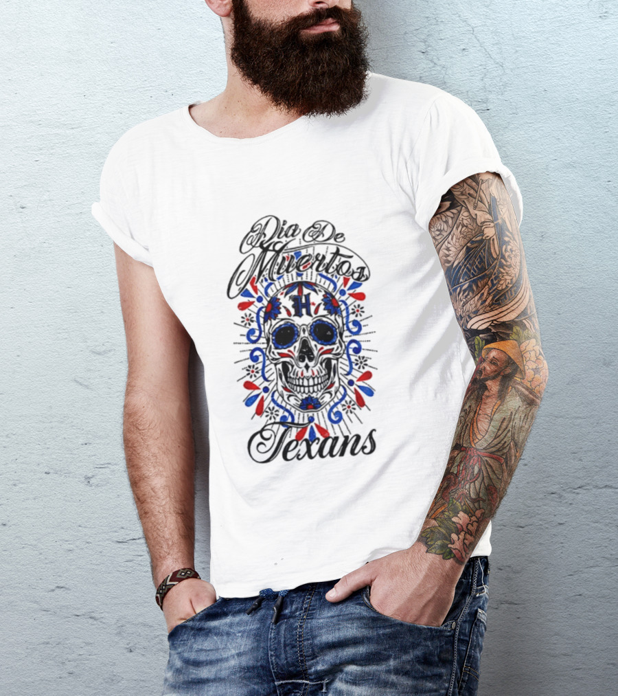 Dia De Los Muertos Texans 2026 Sugar Skull Football T-Shirt