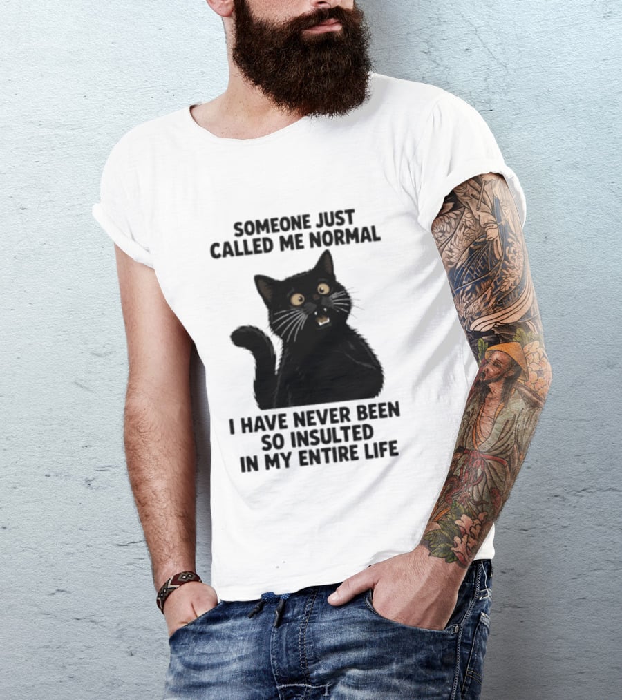 Someone Just Called Me Normal Black Cat Humor Never Been So Insulted In My Entire Life T-Shirt