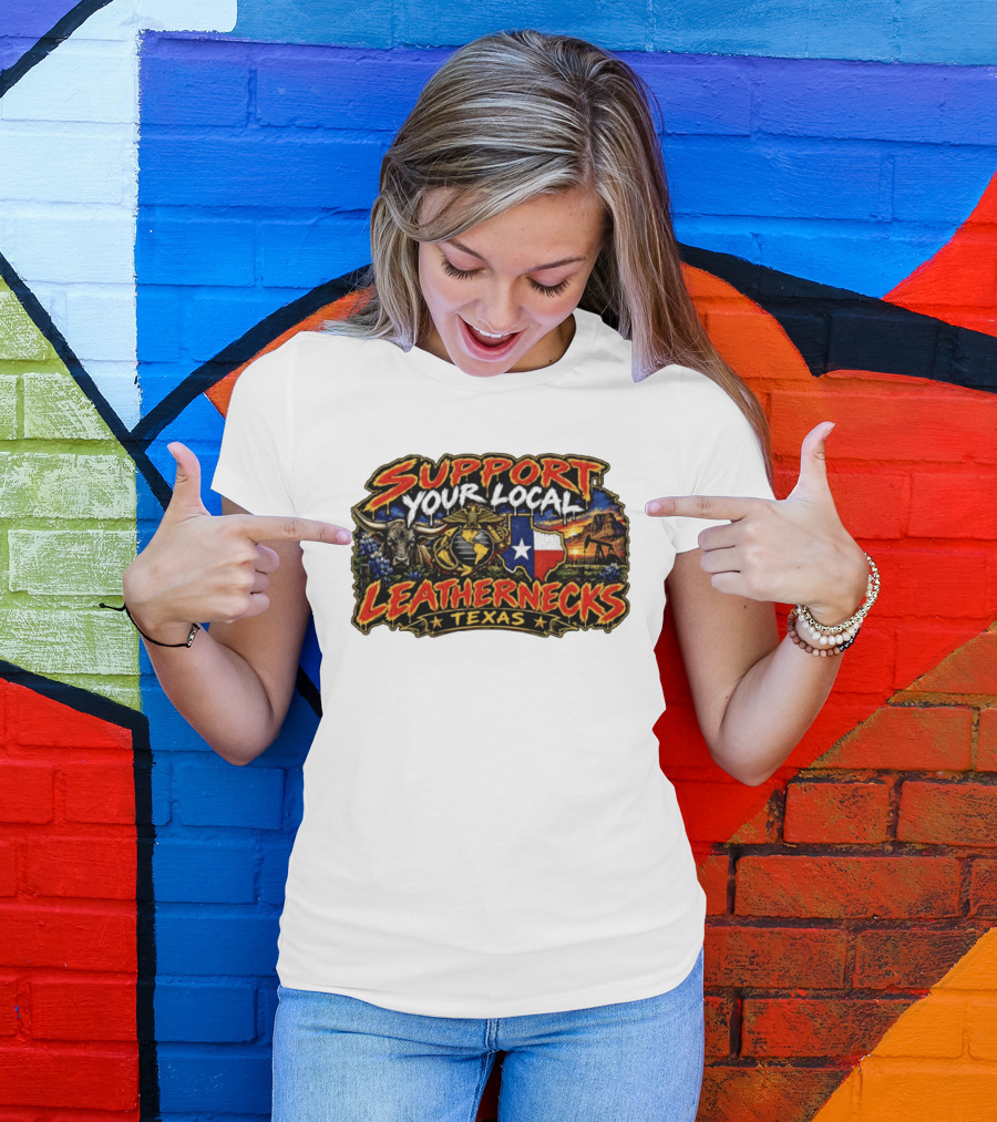 Support Your Local Leathernecks Texas Bull And Oil Derrick T-Shirt